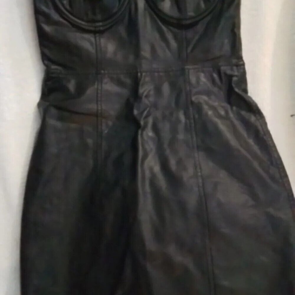 Mini Real Lether Dress With Brass Studs Forever 21 Size Medium Vintage Dr3